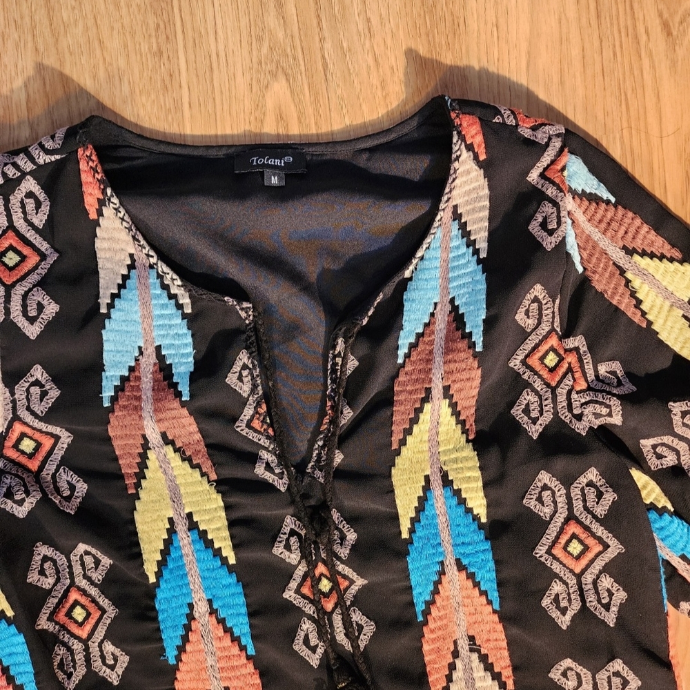 Tolani Embroidered  Black Dress